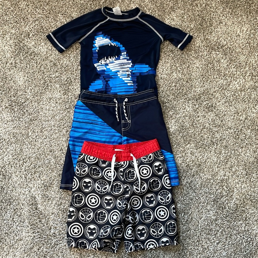 Gymboree swim set with Marvel swim trunks
